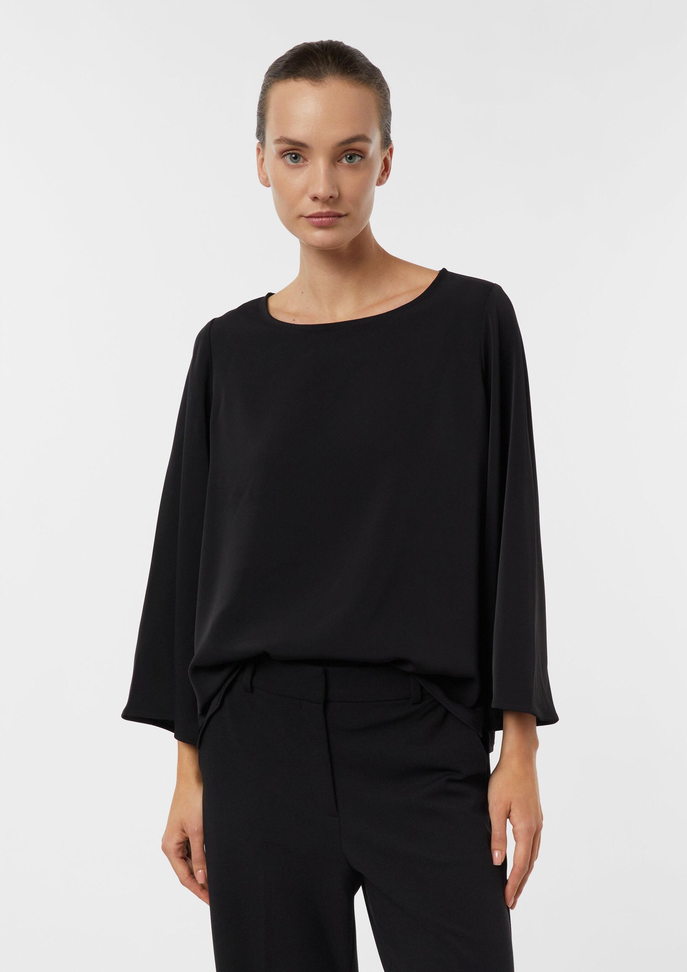 comma Kurzarmbluse Bluse Fließende Bluse mit weitem Ärmel