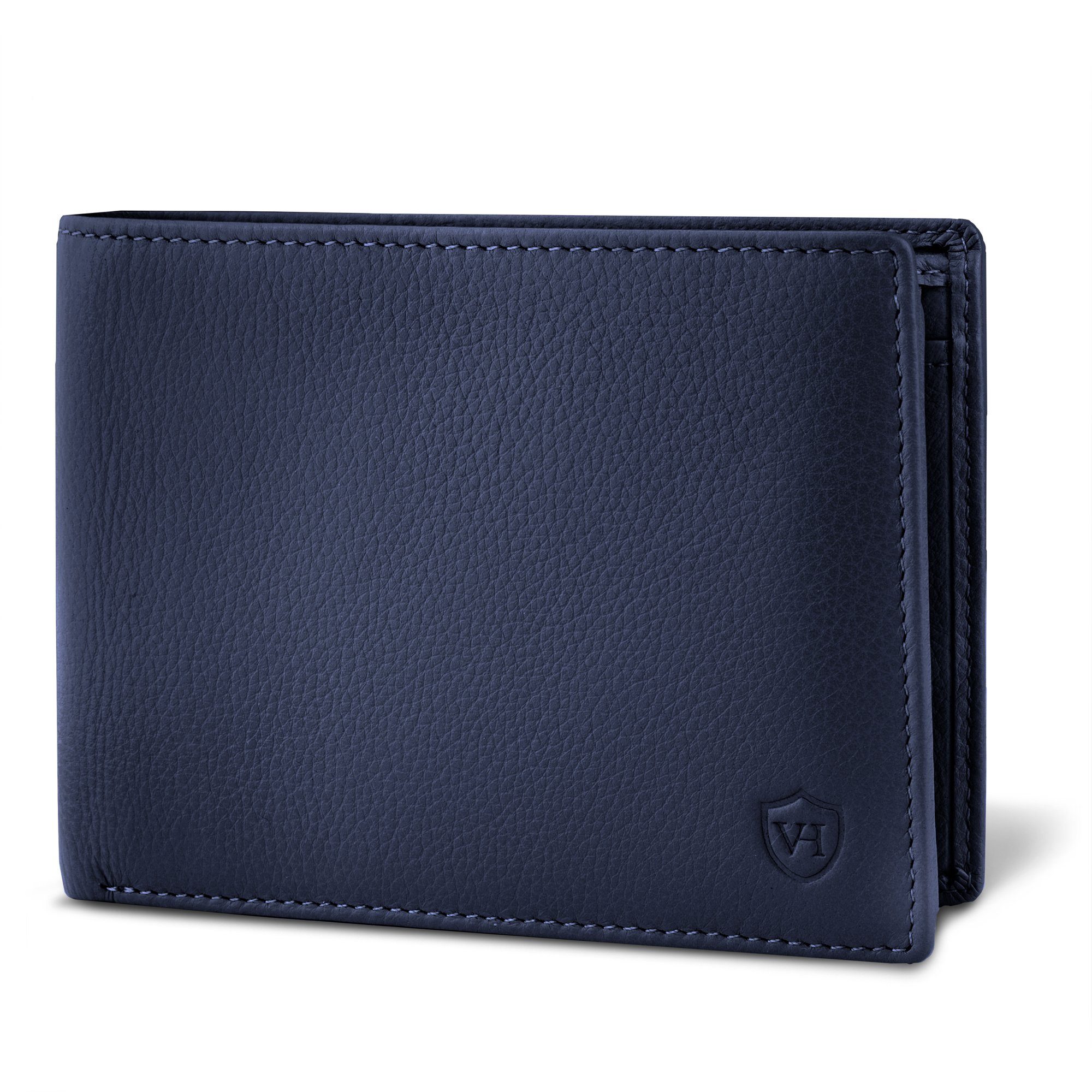 VON HEESEN Geldbörse Geldbeutel Geschenkbox Blau RFID-Schutz inkl. 13 mit Portemonnaie & Kartenfächer