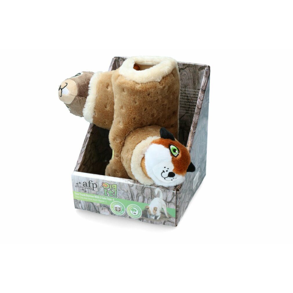 all for paws Tierball AFP Dig it - Tree Trunk Burrow - S with 2 cute toys
