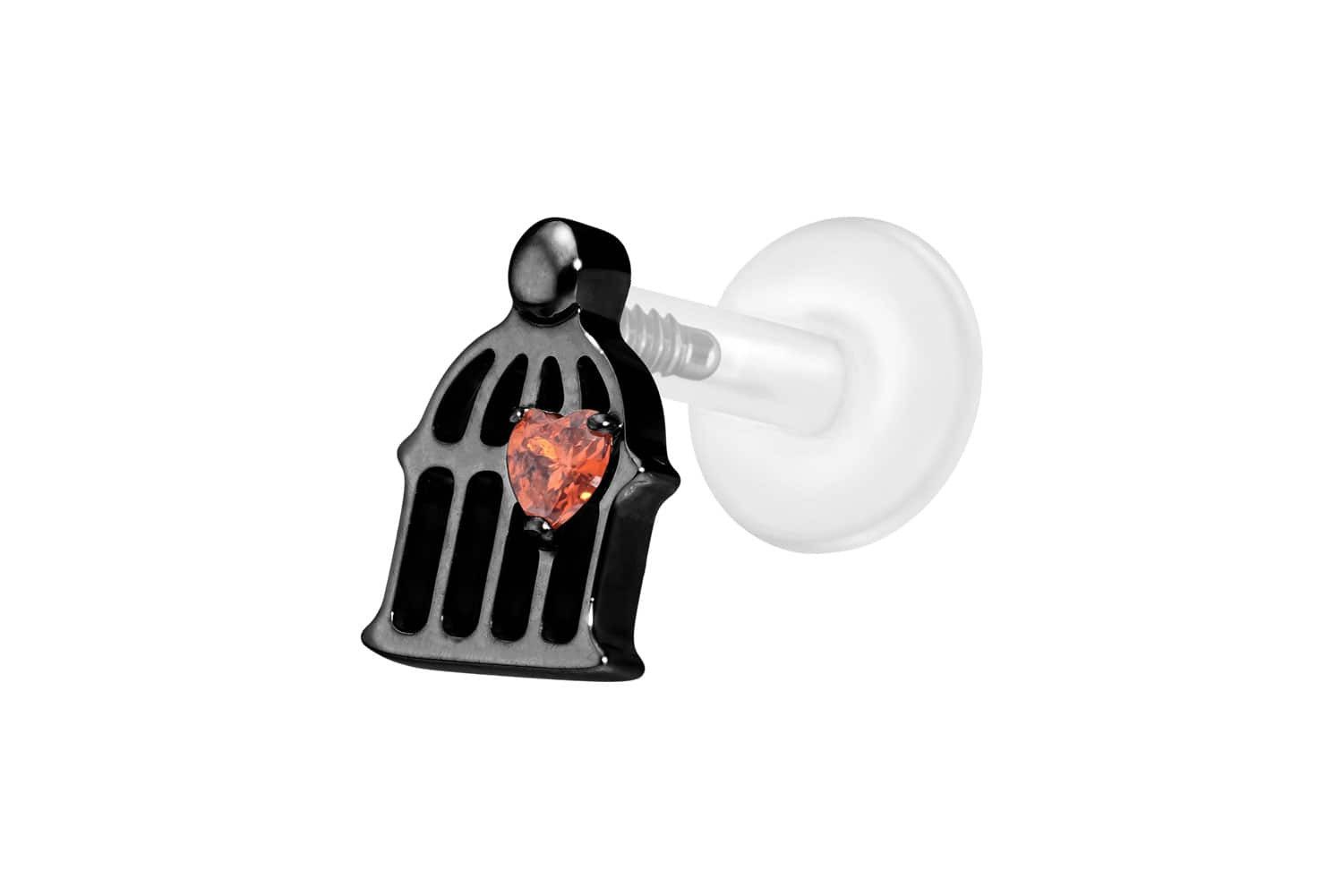 PIERCINGLINE Piercing-Set PTFE Labret mit Innengewinde + Titan-Aufsatz KÄFIG (Labrets, 1-tlg)