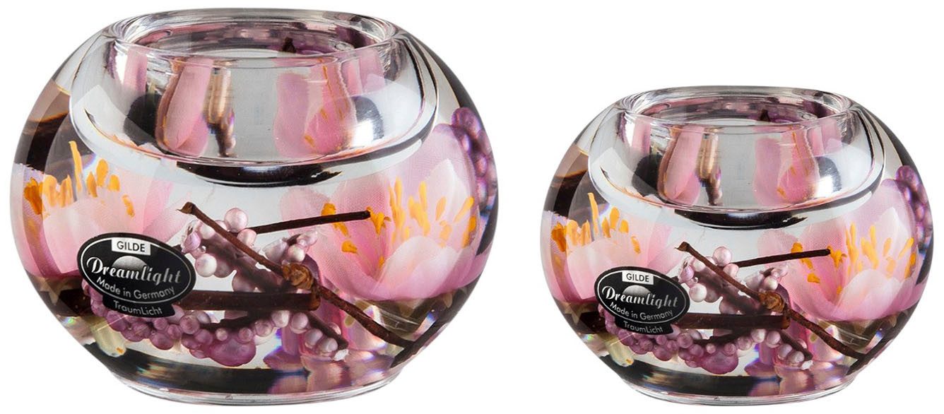 GILDE Teelichthalter Dreamlight (Set, 2 St), Teelichtleuchter Hanamy - Mercur Smart + Mercur, rosa, Handarbeit