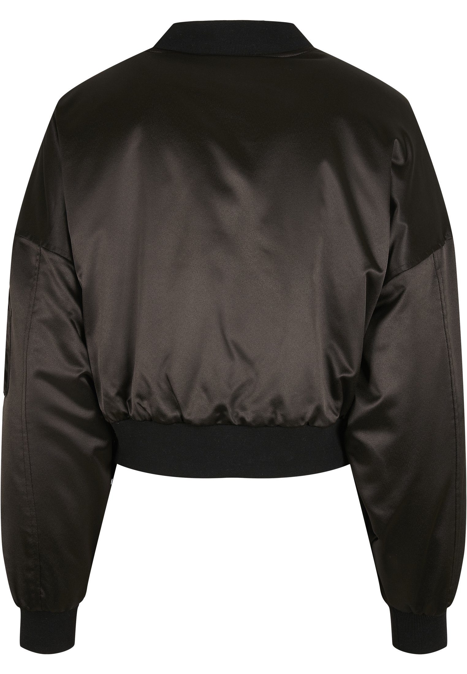 URBAN CLASSICS Oversized Bomber black Damen Short Ladies (1-St) Jacket Satin Bomberjacke