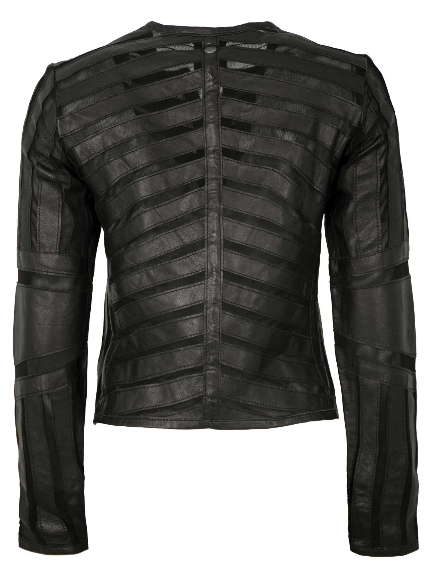 Mauritius Lederjacke GGSuri Mauritius - Damen Lederjacke Lammnappa Materialmix schwarz – Bild 3 von 5