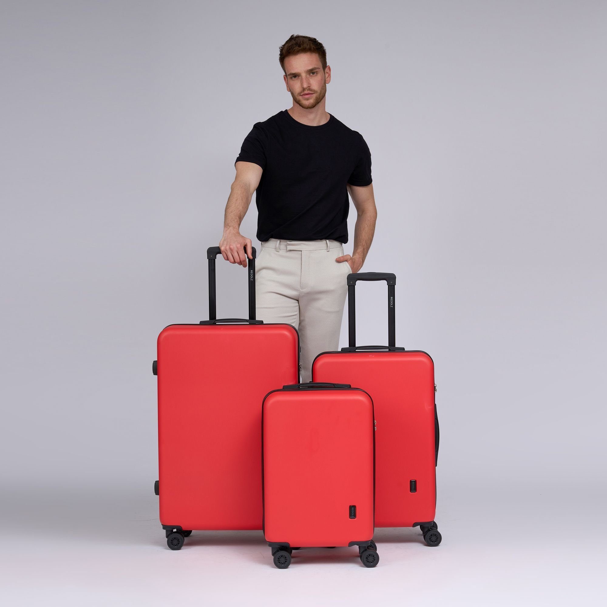 3 ABS 2 tlg), Rollen, 4 Trolleyset bright-red Essentials 09, (3-teilig, Redolz