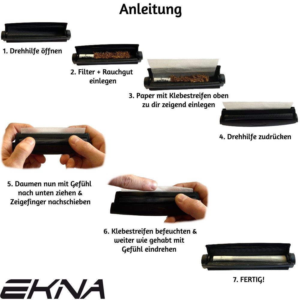 EKNA Drehmaschine - Cigarette rolling machine - Drehmaschine konisch 110mm + Anleitung, Konische Drehform!