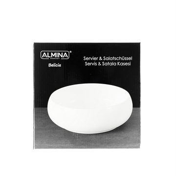 Almina Salatschüssel Belicia Salatschüssel Porzellan Hochglanz Weiß Rund Ø22 cm, Porzellan
