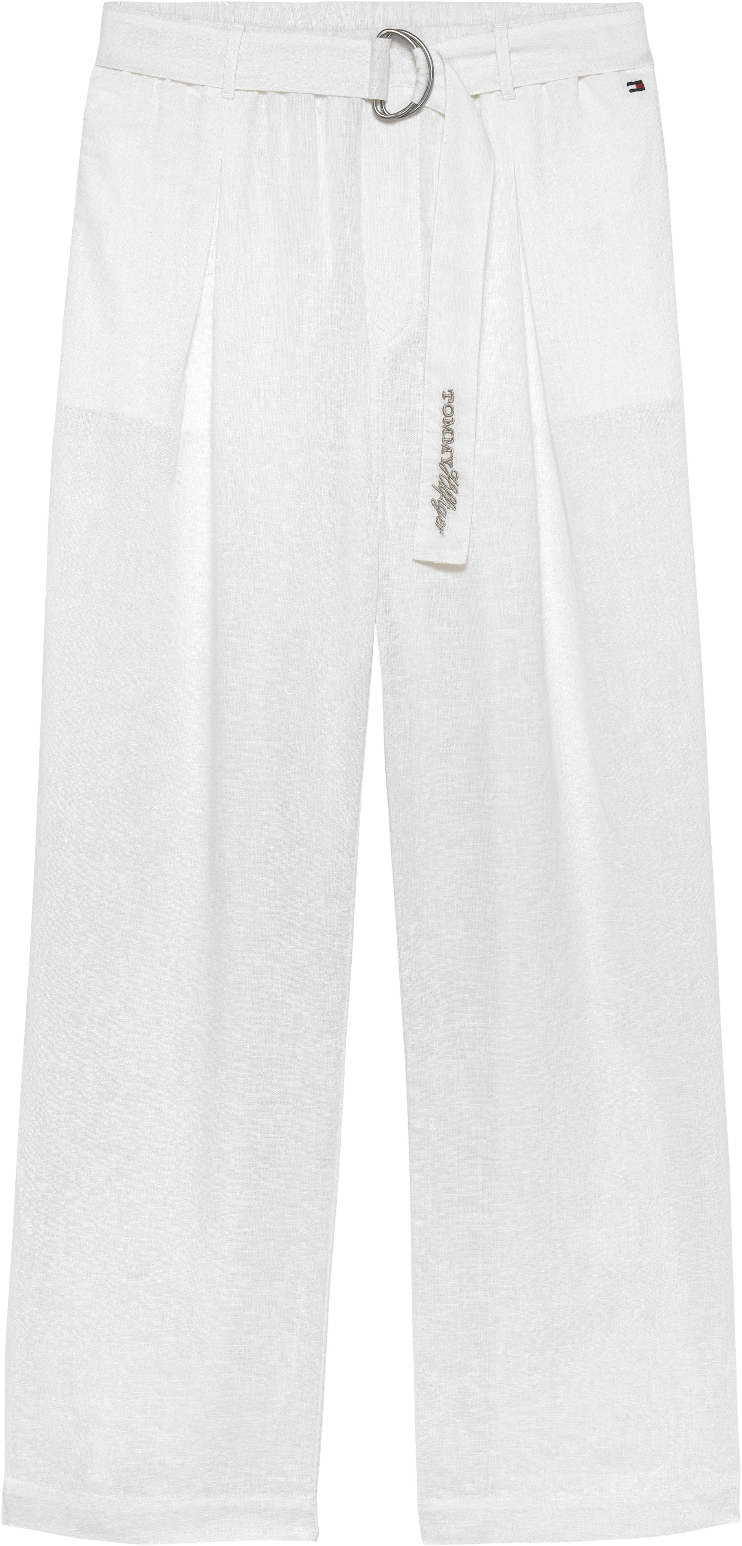 Tommy Hilfiger Bundfaltenhose PLEATED LINEN PANT BELT Kinder bis 16 Jahre, Leinen-Mix, mit Gürtel