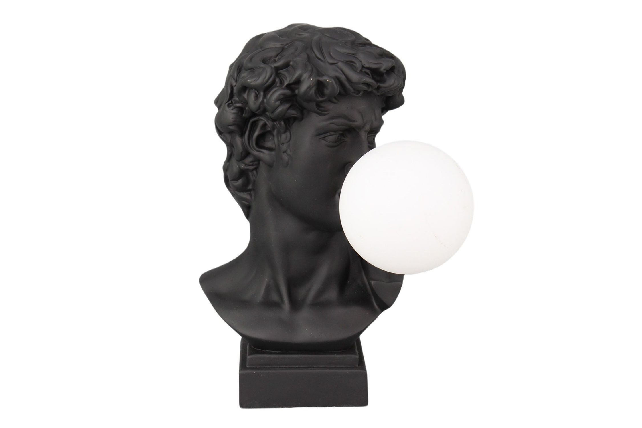 Licht-Erlebnisse Nachttischlampe HANKO, ohne Leuchtmittel, Schwarz Weiß 29 cm hoch Büste Polyresin Kunststoff G9 Deko Statue