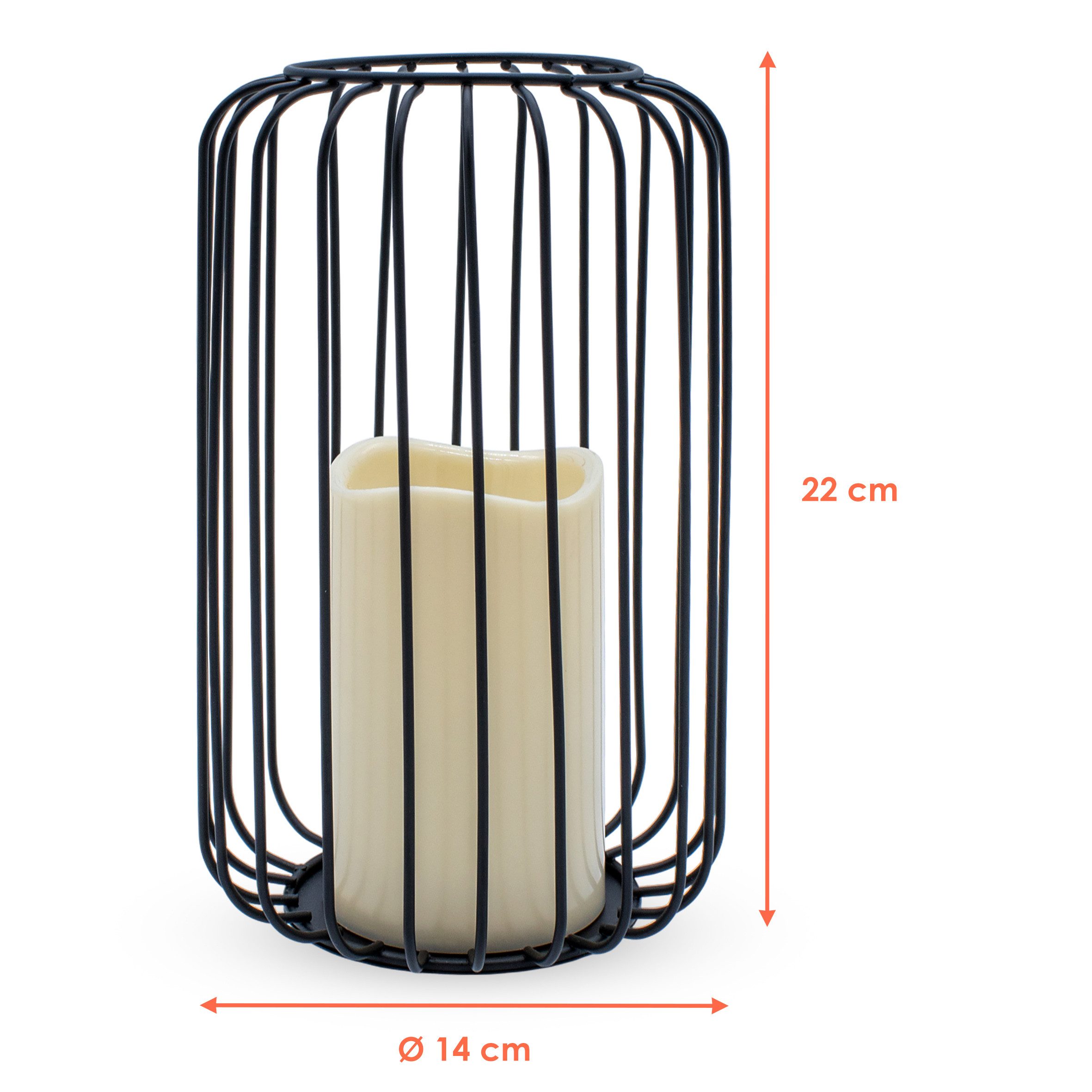 Spetebo LED Windlicht Metall Gitter Windlicht schwarz mit LED Kerze - 22 x günstig online kaufen