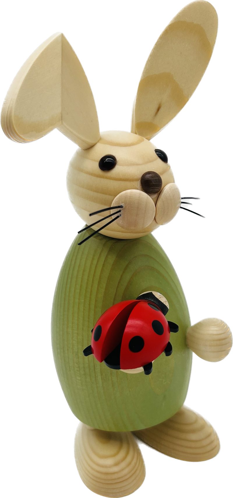 Richard Glaesser Osterhase Mädchen grün mit Marienkäfer, Höhe ca. 23 cm, Neuheit, Handwerkskunst aus Seiffen im Erzgebirge