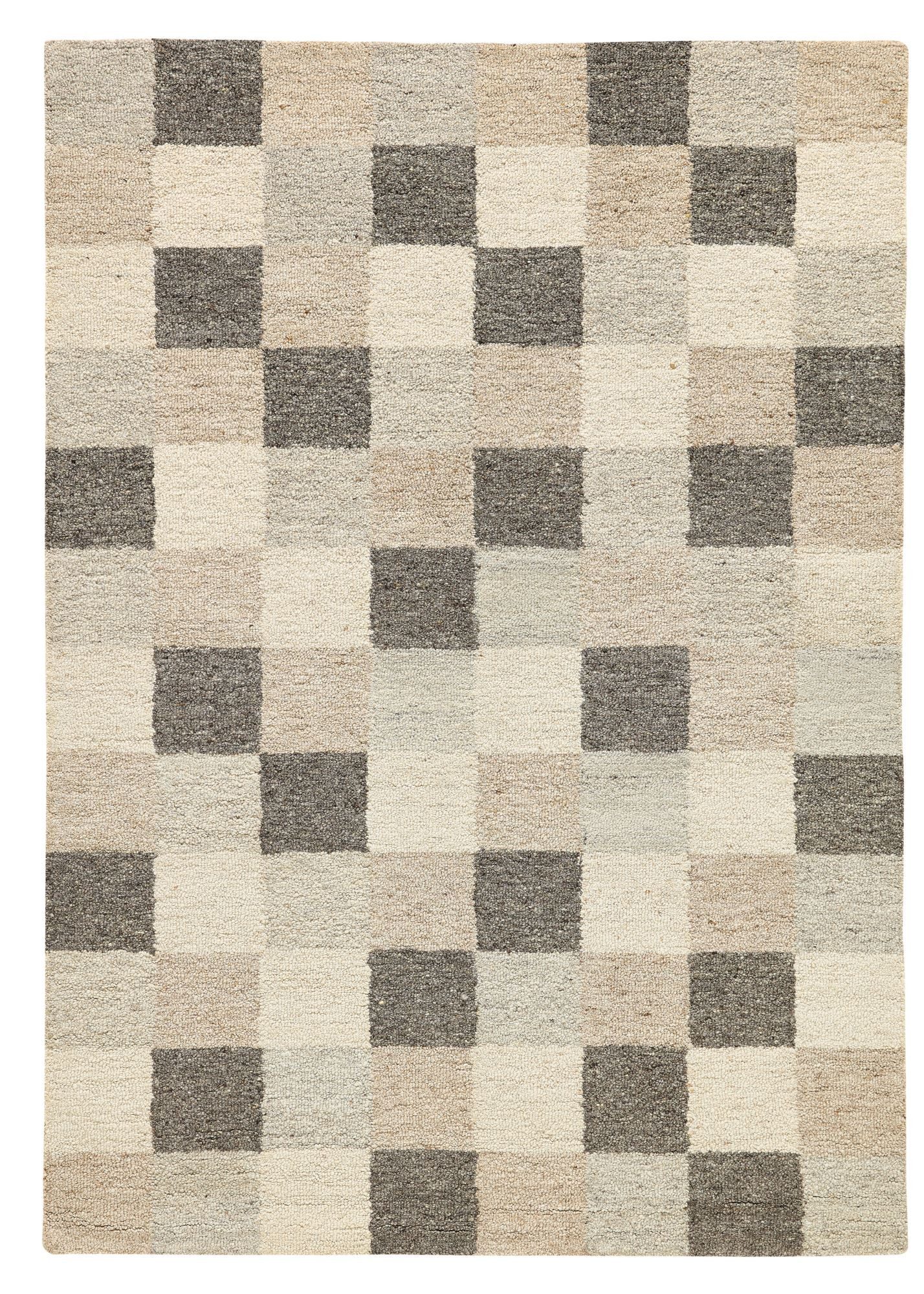 Natur Pur Teppich Natur Loop - handgetufteter moderner Wollteppich kariert, Rechteckig, moderner Handtuftteppich