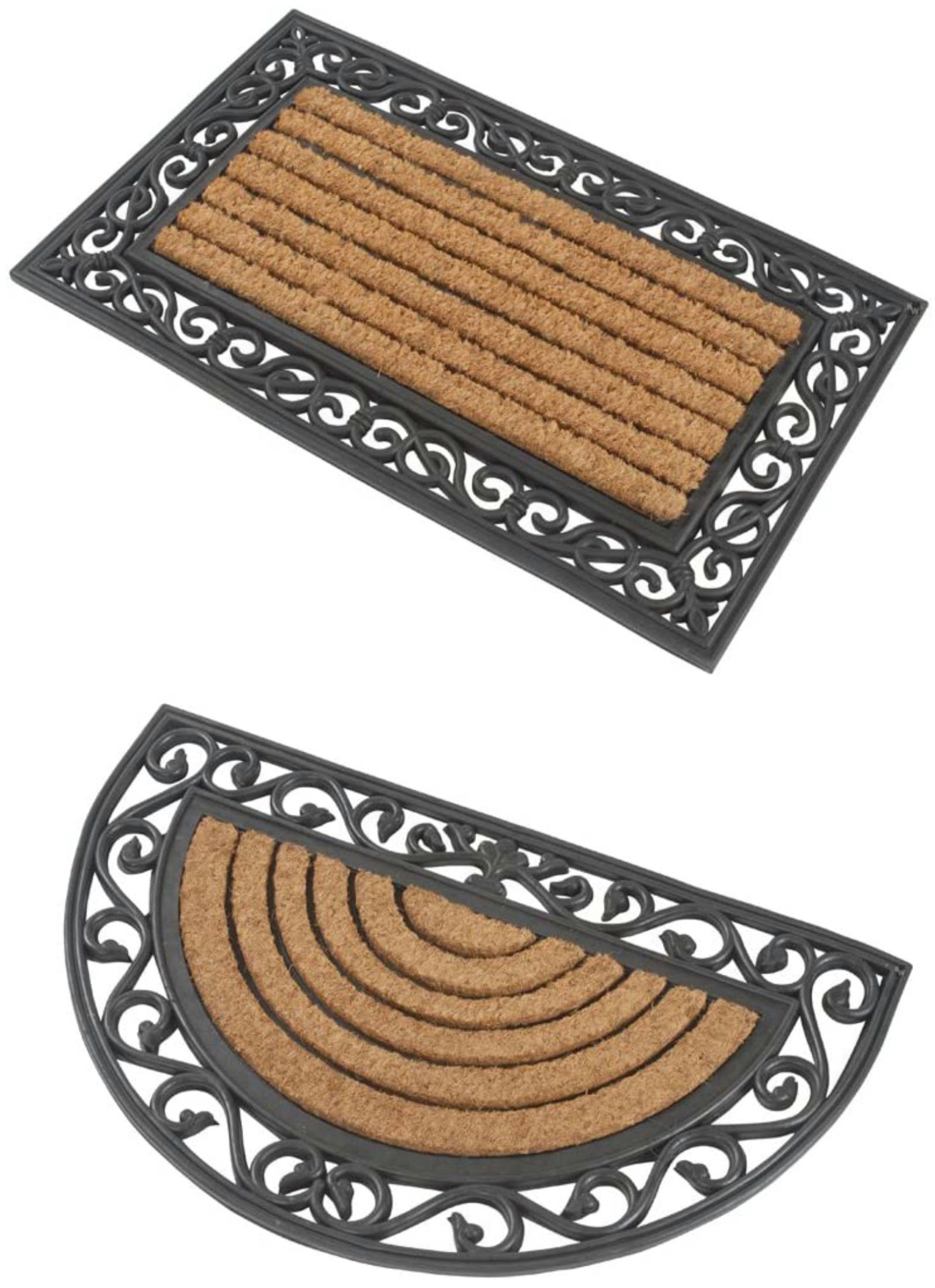 Kai Wiechmann Fußmatte Set Fußabtreter 76 x 46 cm als Schmutzfangmatte rechteckig + halbrund, halbrund+rechteckig, antibakterielle und rutschfeste Türvorleger