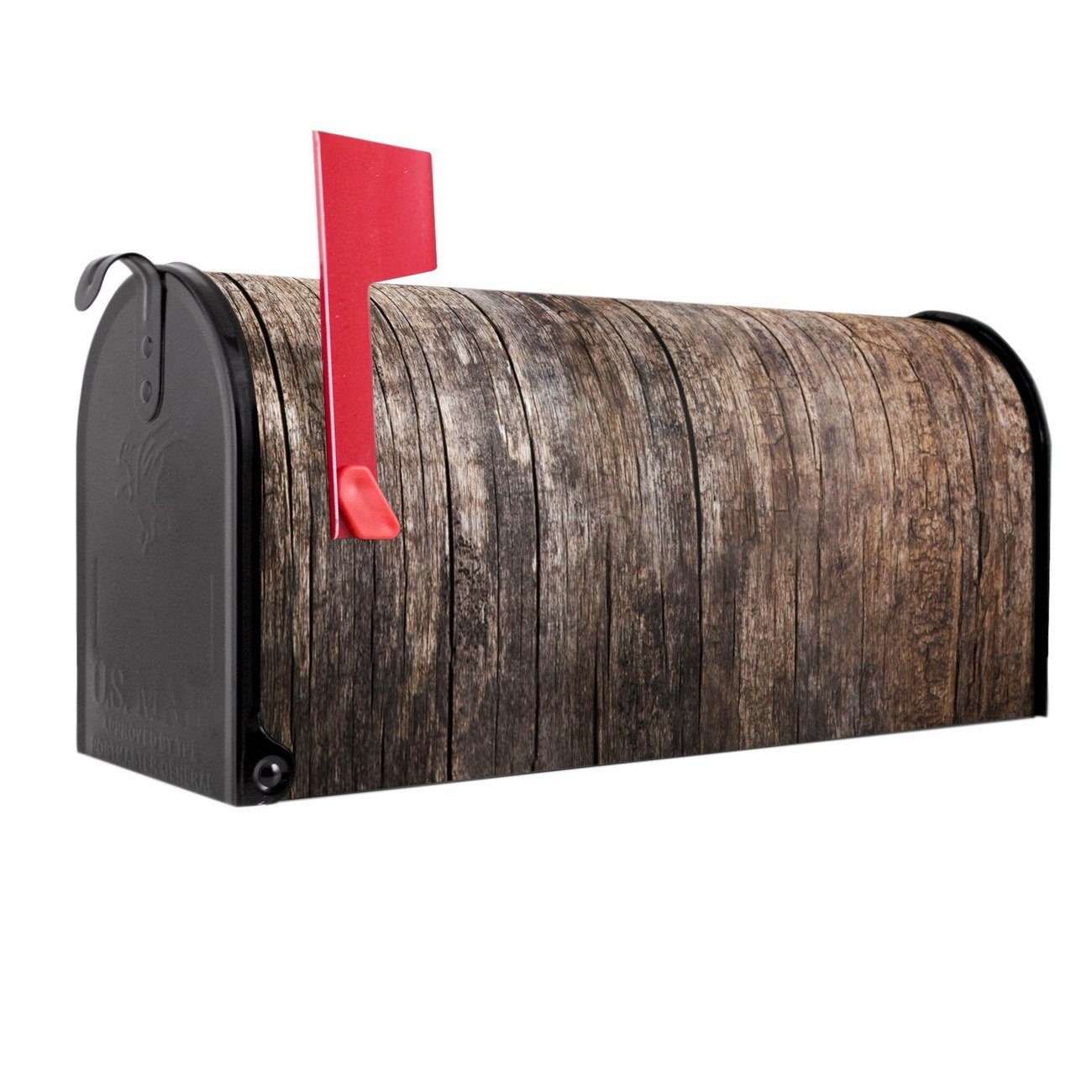 banjado Amerikanischer Briefkasten Mailbox Altes Holz (Amerikanischer Briefkasten, original aus Mississippi USA), 22 x 17 x 51 cm schwarz