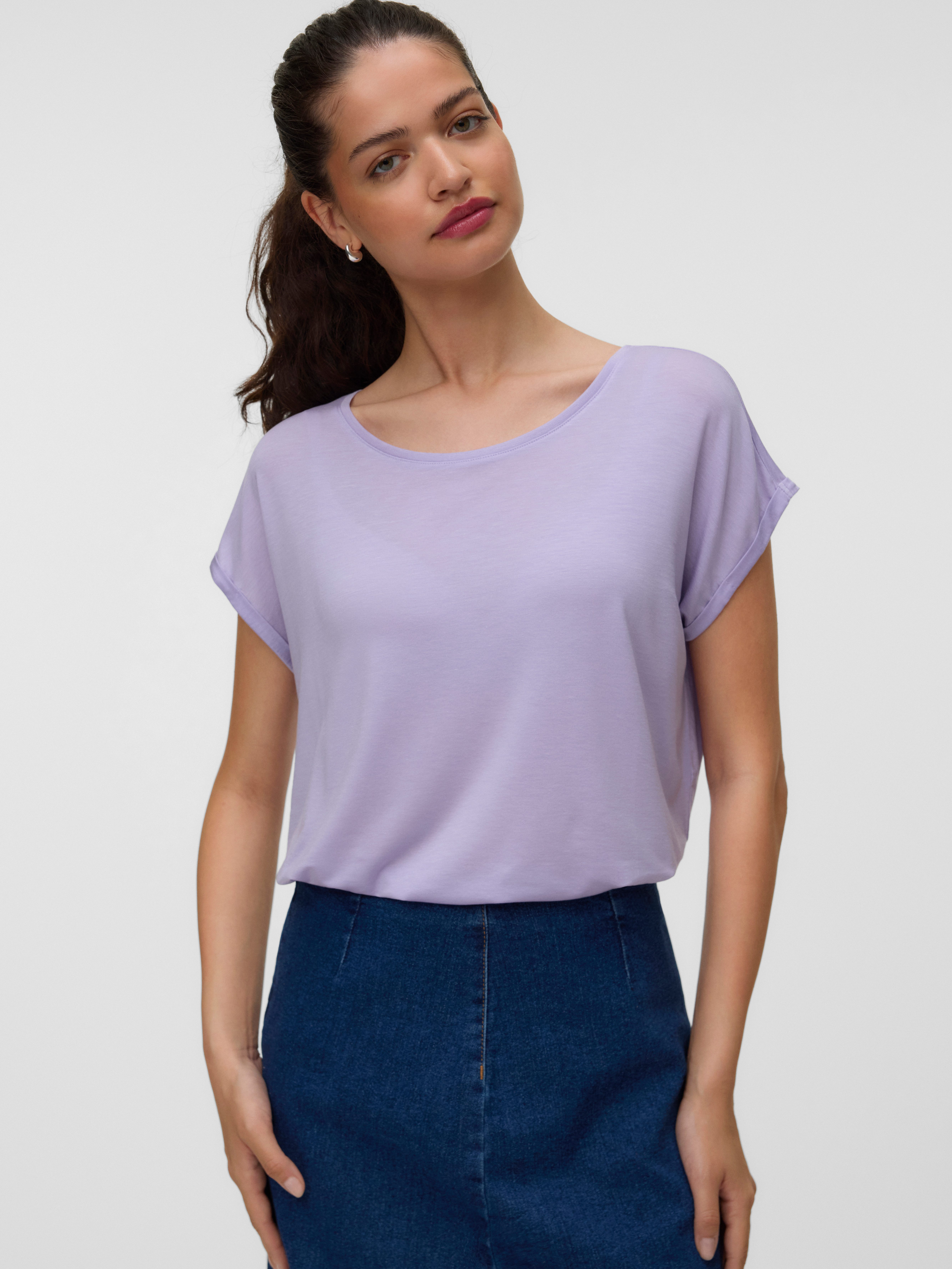 Vero Moda T-Shirt VMAVA PLAIN SS TOP JRS NOOS Materialmix, regular fit