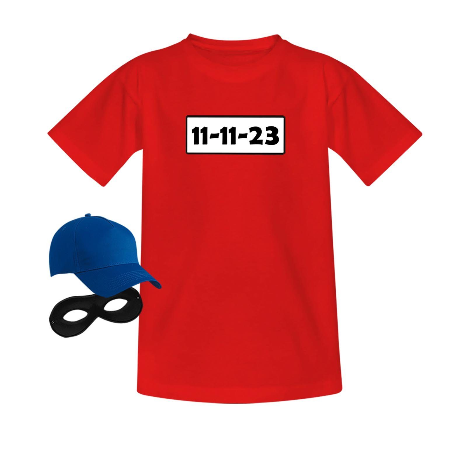 Jimmys Textilfactory Kostüm T-Shirt Panzerknacker Karneval Kostüm-Set Kinder Verkleidung 98-164, Shirt+Cap+Maske