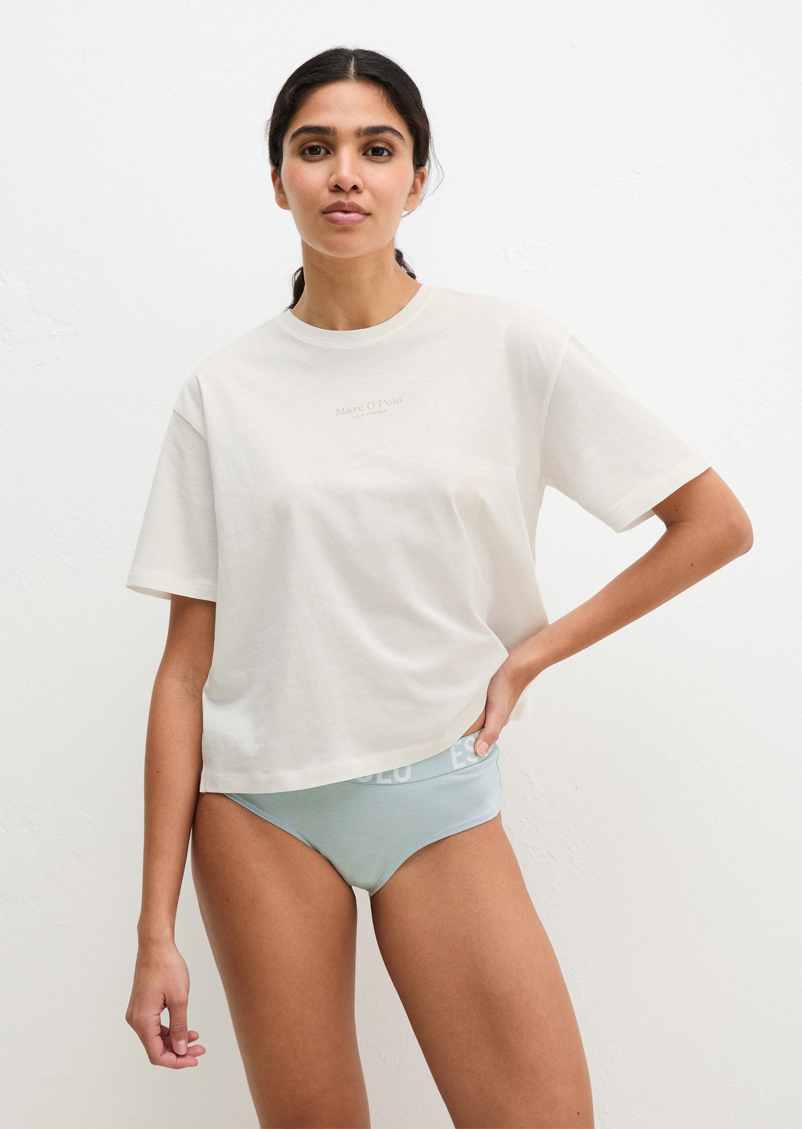 Marc O'Polo Pyjamaoberteil Mix N Match Cotton mit Rundhalsausschnitt und kurzen Ärmeln