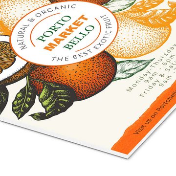 Posterlounge Forex-Bild Exhibition Posters, Portobello Market London - Organic Oranges, Küche