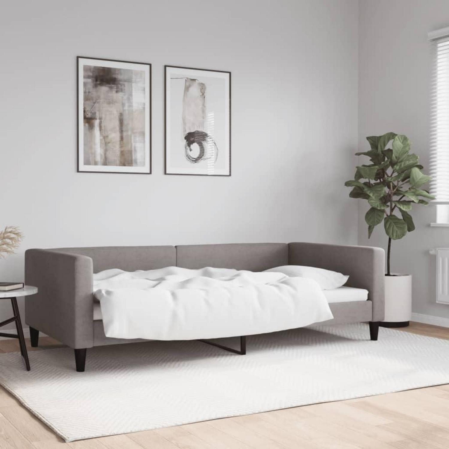LuxusKollektion Schlafsofa Sofabett Stoffcouch Doppelschlafstuhl 100 x 200 ohne Matratze Taupe
