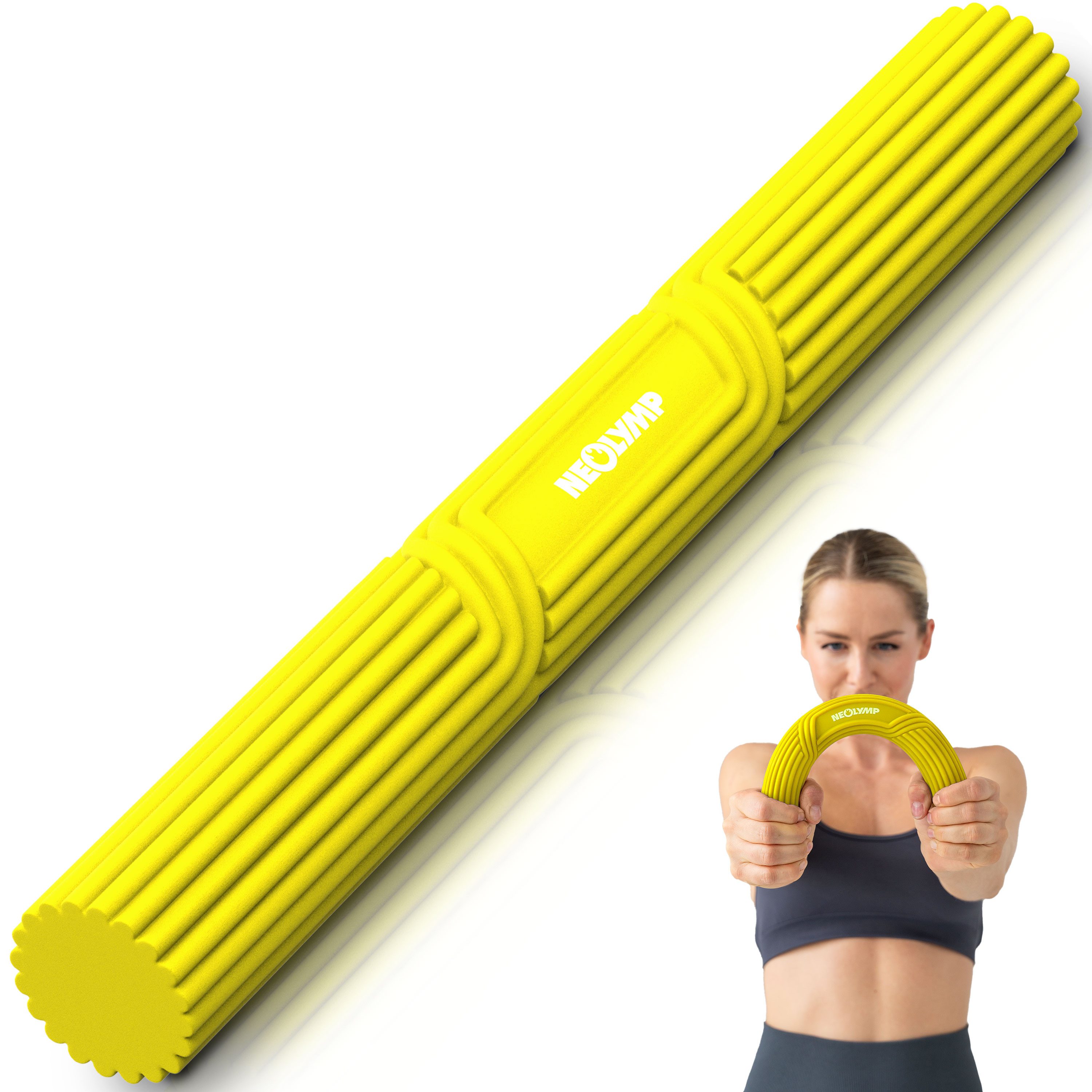 NEOLYMP Handmuskeltrainer Handtrainer Unterarmtrainer – Griffkraft & Rehabilitation –Therapy Bar (Hand Trainingsgerät inkl. Tragetasche, Übungsheft & E-Book), Grip Strength Trainer aus Silikon, rutschfest & langlebig