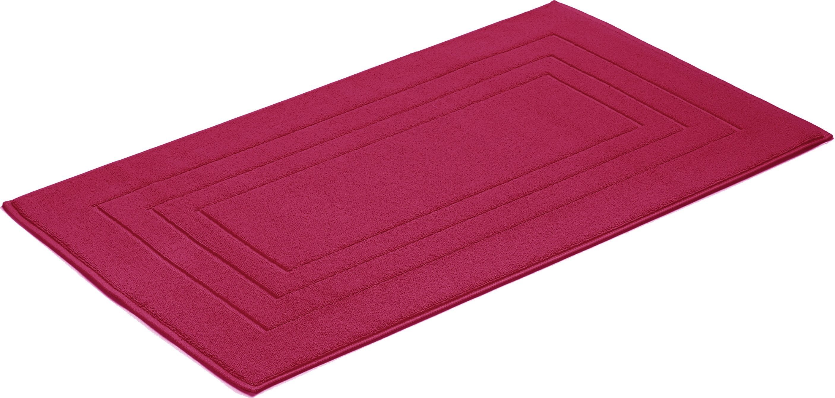 Vossen Badematte Feeling, Höhe 10 mm, beidseitig nutzbar, fußbodenheizungsgeeignet, Baumwolle, quadratisch, Badteppich, Uni-Farben, mit Bordüre, Hoch-Tief Effekt, reine Baumwolle