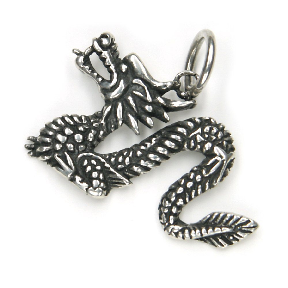 NKlaus Kettenanhänger Kettenanhänger Chinesischer Drache 925 Silber Oxi, 925 Sterling Silber Silberschmuck für Damen