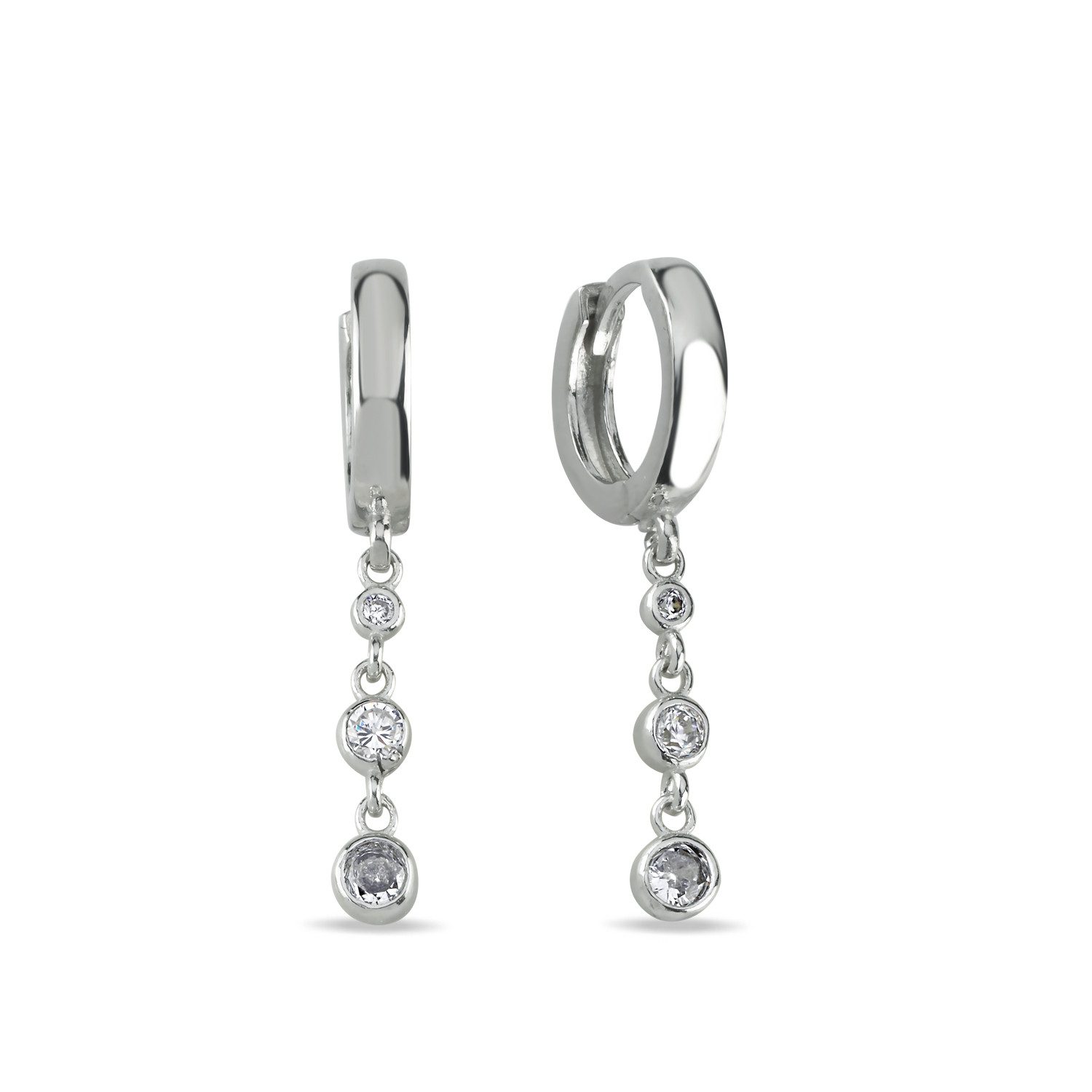 Nisan Ohrring-Set, 925 Sterling Silber Ohrringe Damen – Creolen mit 3 Zirko günstig online kaufen