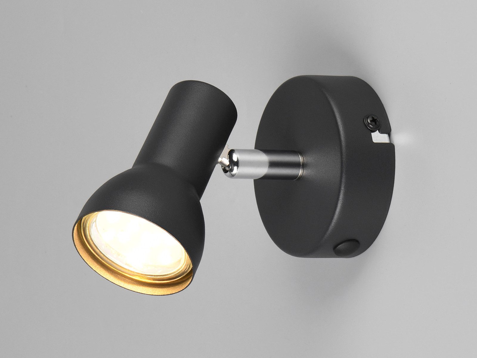 Reality Leuchten Wandstrahler, ohne Leuchtmittel, Wandleuchte-n innen, moderne Lichtspots in Schwarz, Durchmesser 8cm