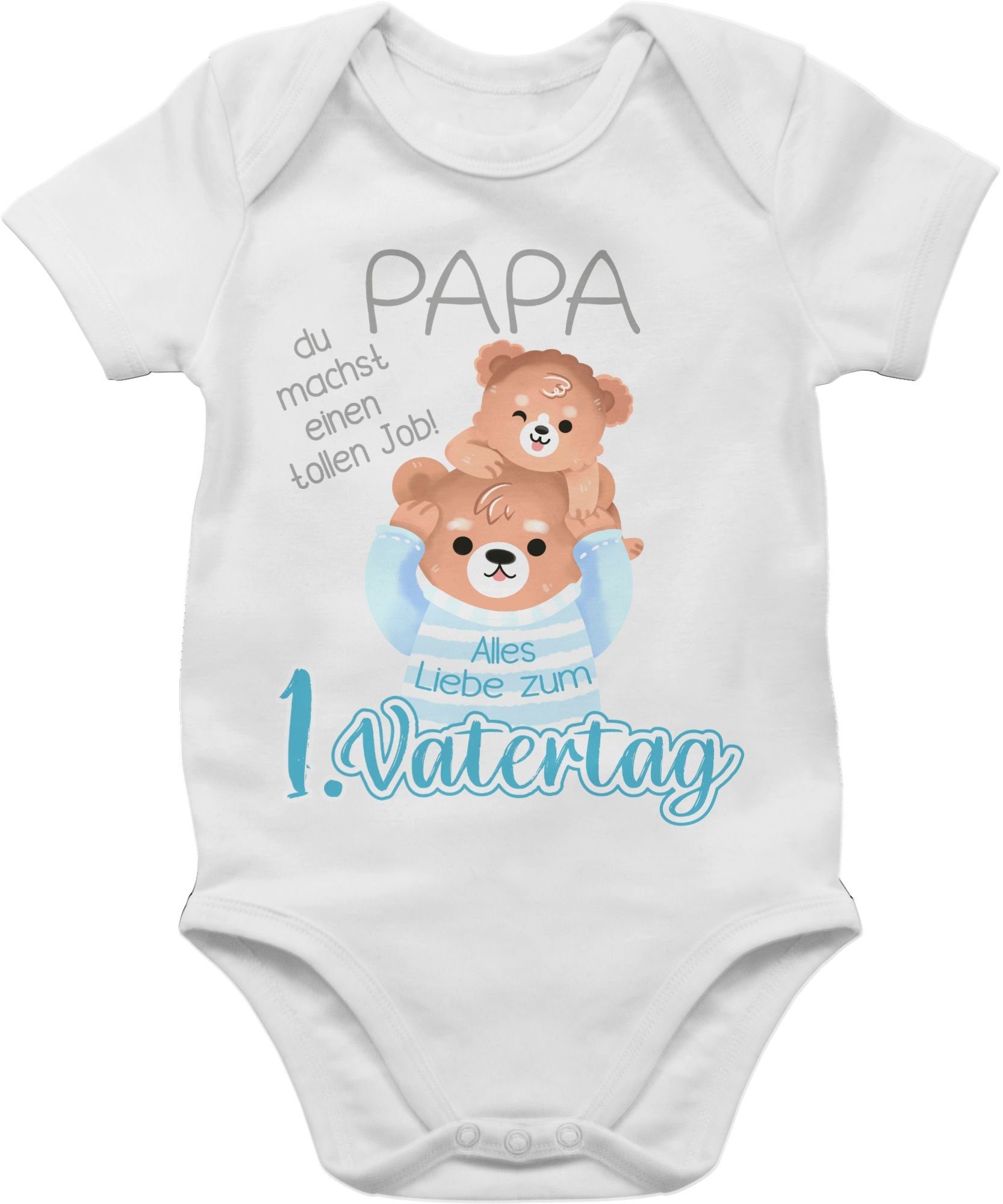 Shirtracer Shirtbody Alles Liebe zum 1. Vatertag - Papa Bär und Baby Bär - grau Geschenk Vatertag Baby