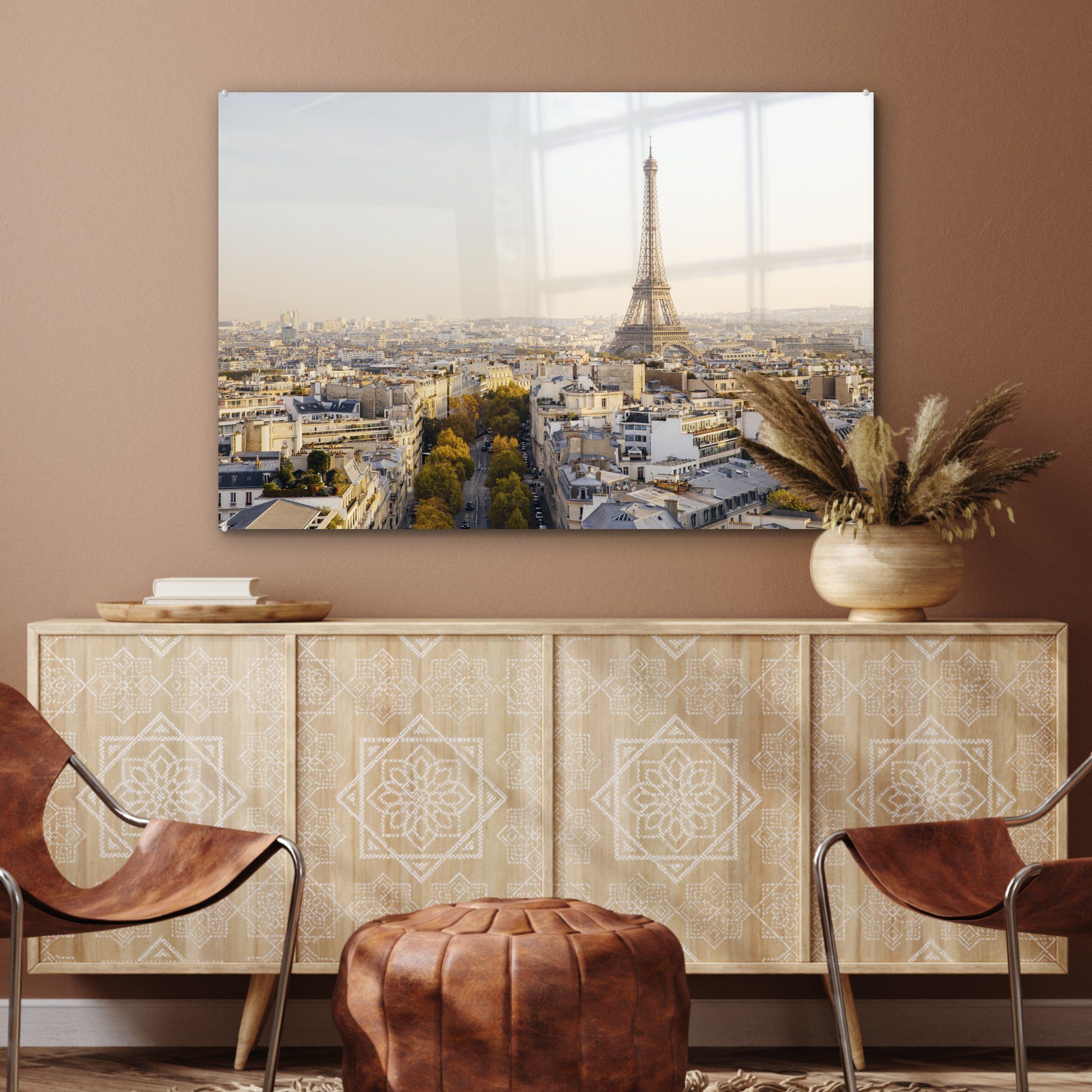 Eiffelturm Wohnzimmer Acrylglasbild Himmel, St), MuchoWow - Acrylglasbilder - Paris Schlafzimmer & (1