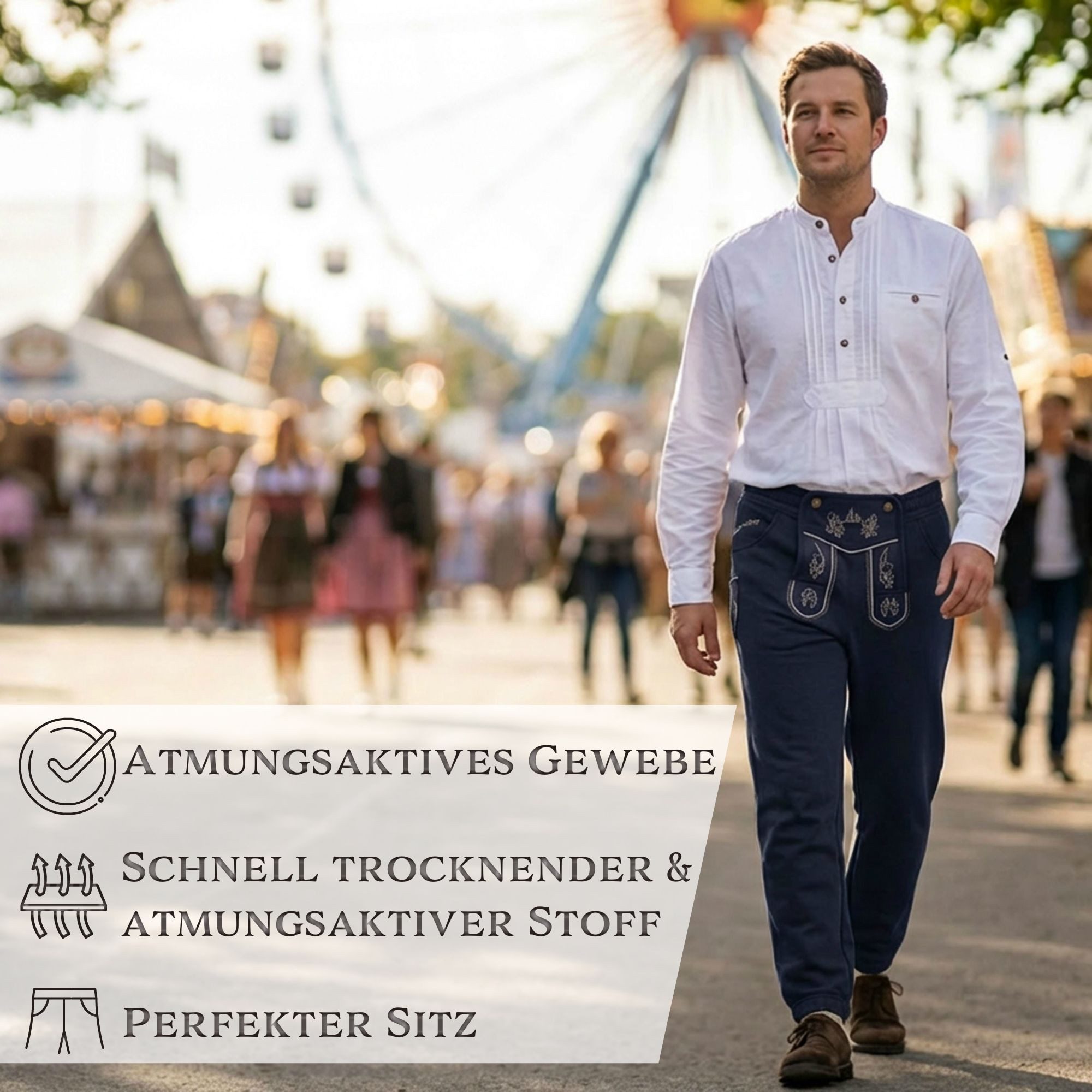 Steigenhöfer Manufaktur Trachtenhose Lange Jogginghose mit Kordelzug im Lederhosen Look - Marius Jogging Lederhose Herren Tracht - Für dein Oktoberfest Herren O – Bild 4 von 5