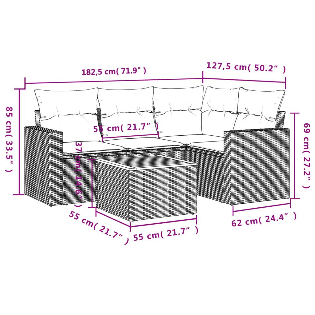 vidaXL Gartenlounge-Set 5-tlg. Garten-Sofagarnitur mit Kissen günstig online kaufen