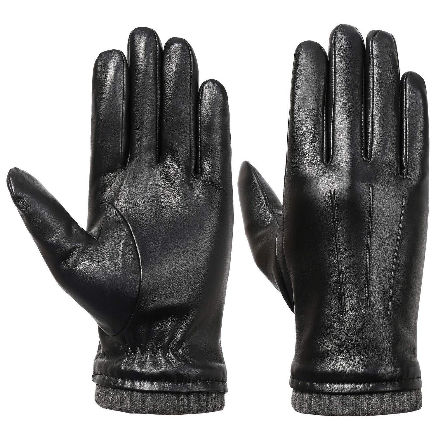 LuxusKollektion Lederhandschuhe Herren Lederhandschuhe Winter Fleecefutter Touchscreen (1-St)