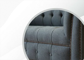 JVmoebel Chesterfield-Sofa Stilvoller Chesterfield 2 Sitzer Wohnzimmer Modern Grau Neu, Made in Europe