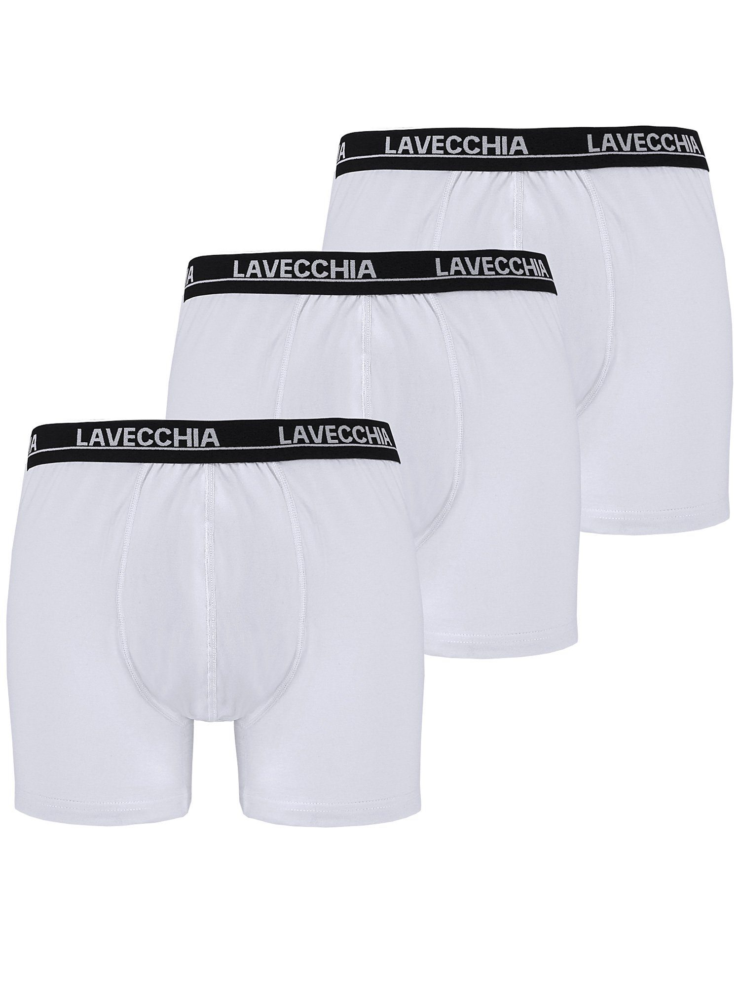 Lavecchia Boxershorts Übergrößen Herren Retroshorts FL-1020 (Packung, 3-St) mit Logoschriftzug am Bund weiß