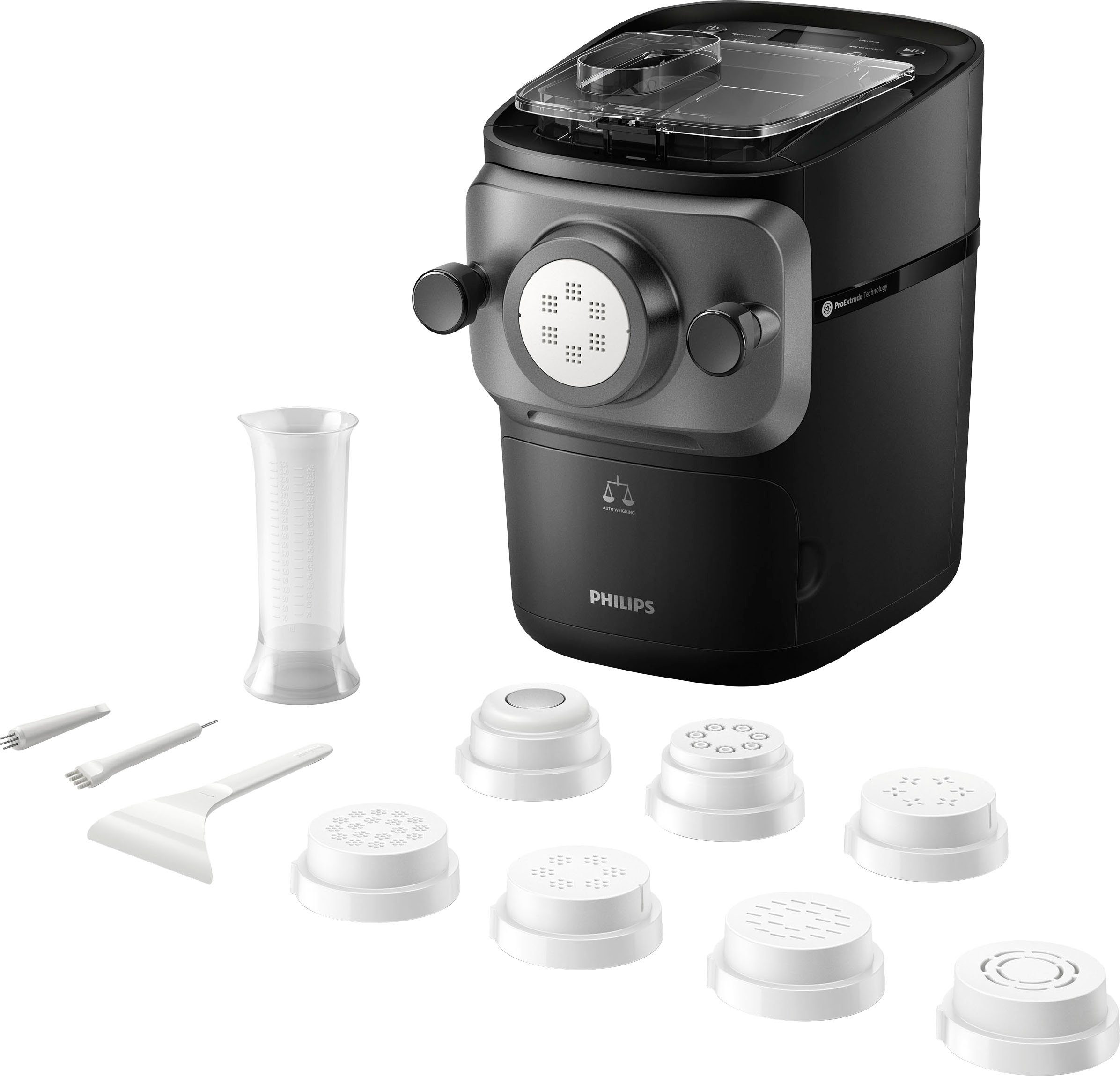 Philips Nudelmaschine Pastamaker HR2665/93 Avance Collection, 200 W, inkl.  Wiegefunktion und 8 Formscheiben