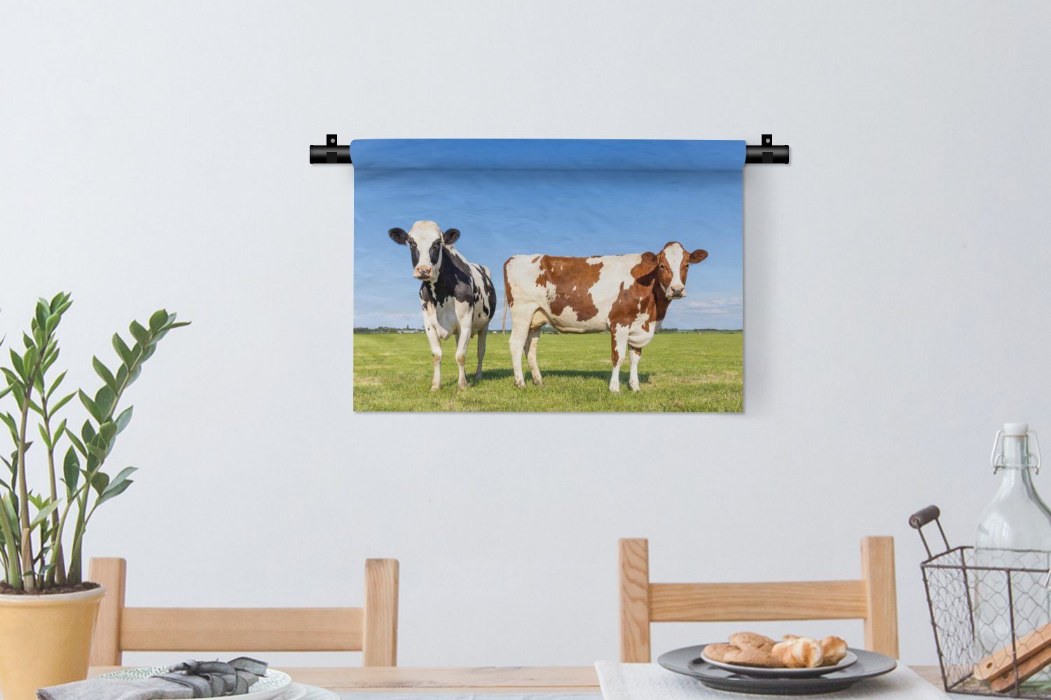 - Bauernhof Wanddeko - Natur Schlafzimmer, Wandbehang, Wanddekoobjekt Kleid, Tiere, für Kühe Wohnzimmer, - Kinderzimmer MuchoWow - Gras