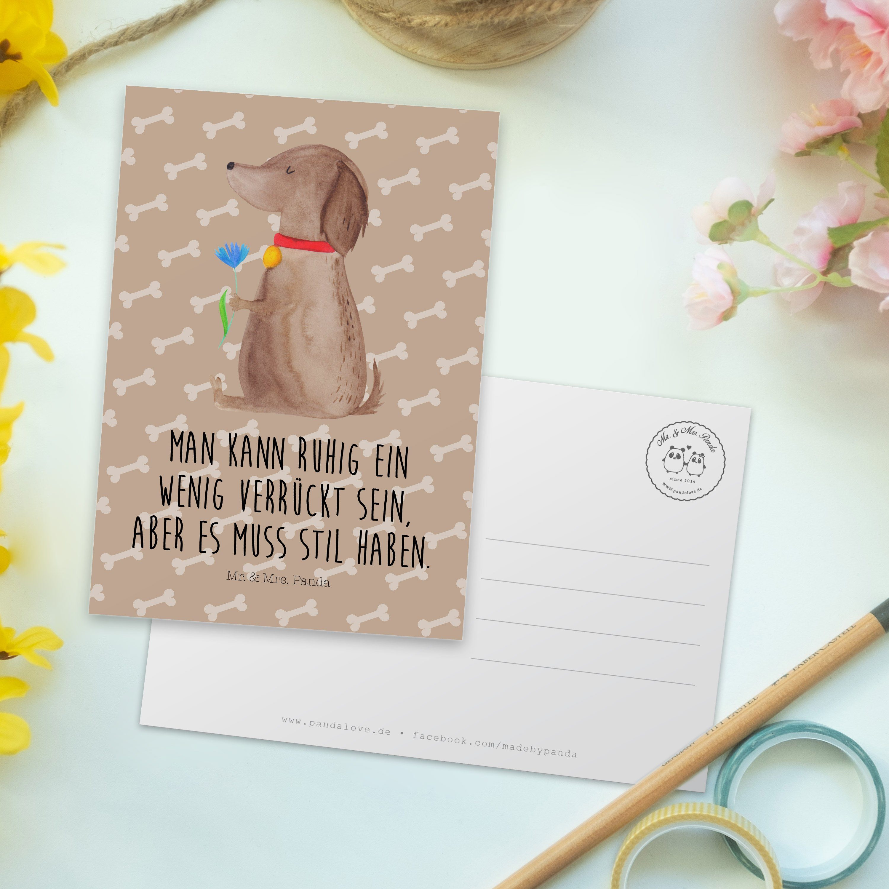 Postkarte - & Hundebesitzer, Panda Hundespruch, Blume Hund Hundeglück Mrs. Sprüc Geschenk, Mr. -