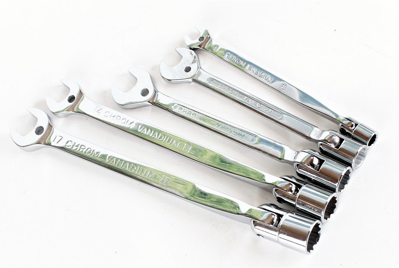 Saltus Gabelschlüssel SALTUS Gabel-Gelenksteckschlüssel Set 5-teilig 8-17 mm Schrauben…