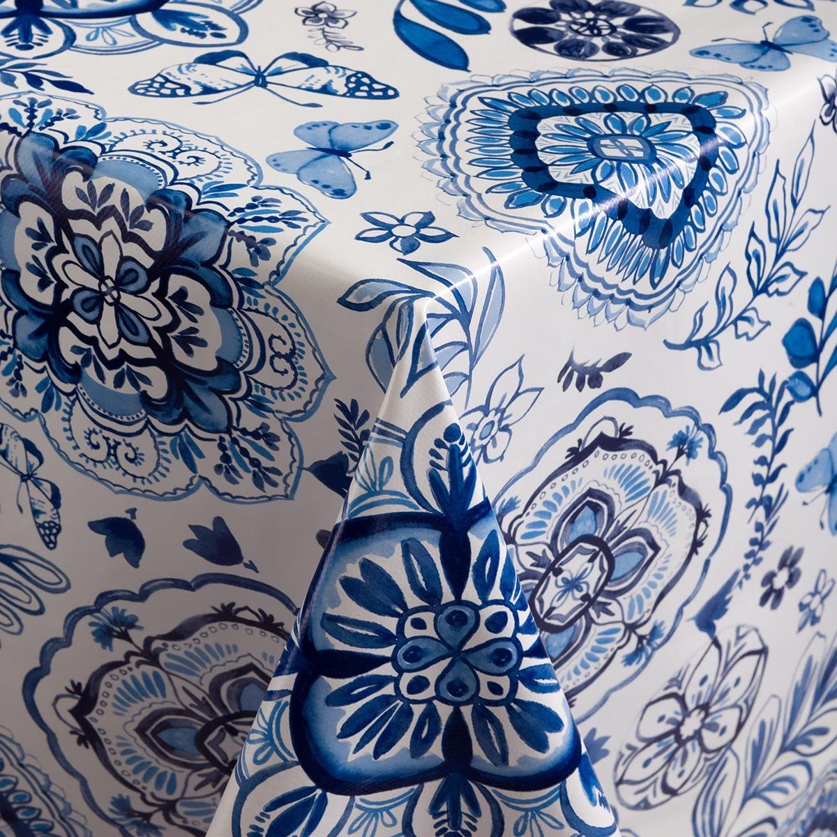 DéVa Tischdecke DéVa Wachstuchtischdecke "Muster blau weiß" in 1,4m Br. Tis günstig online kaufen