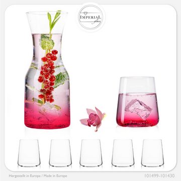 IMPERIAL glass Glas Trinkgläser & Karaffe Set 450ml / 1100ml, Glas, 7-Teilig Wassergläser Wasserkaraffe Saftgläser Glaskanne Kanne