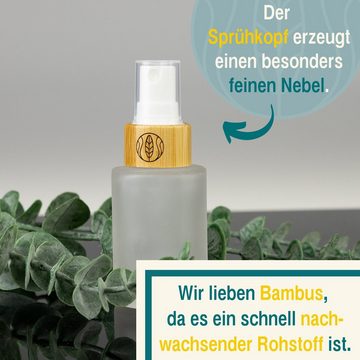 Wachsmann Bienenprodukte Pipettenflasche Sprühfläschchen oder Pumpspender aus Glas, mit lebenbejahender Gravur im Bambusdeckel