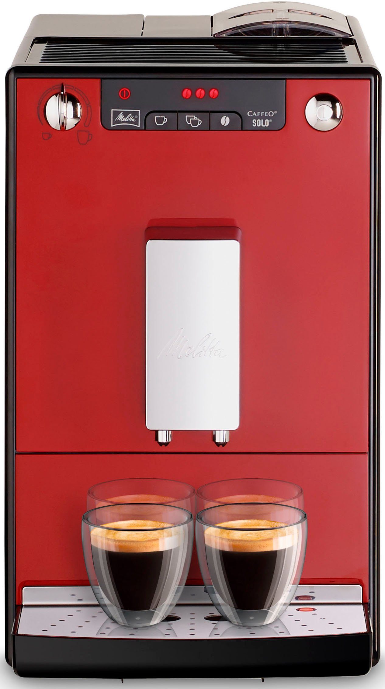 Melitta Kaffeevollautomat Solo® E950-204, chili-red, Perfekt für Café crème  & Espresso, nur 20cm breit, 2 Tassen zeitgleich befüllen: Double Cup Mode