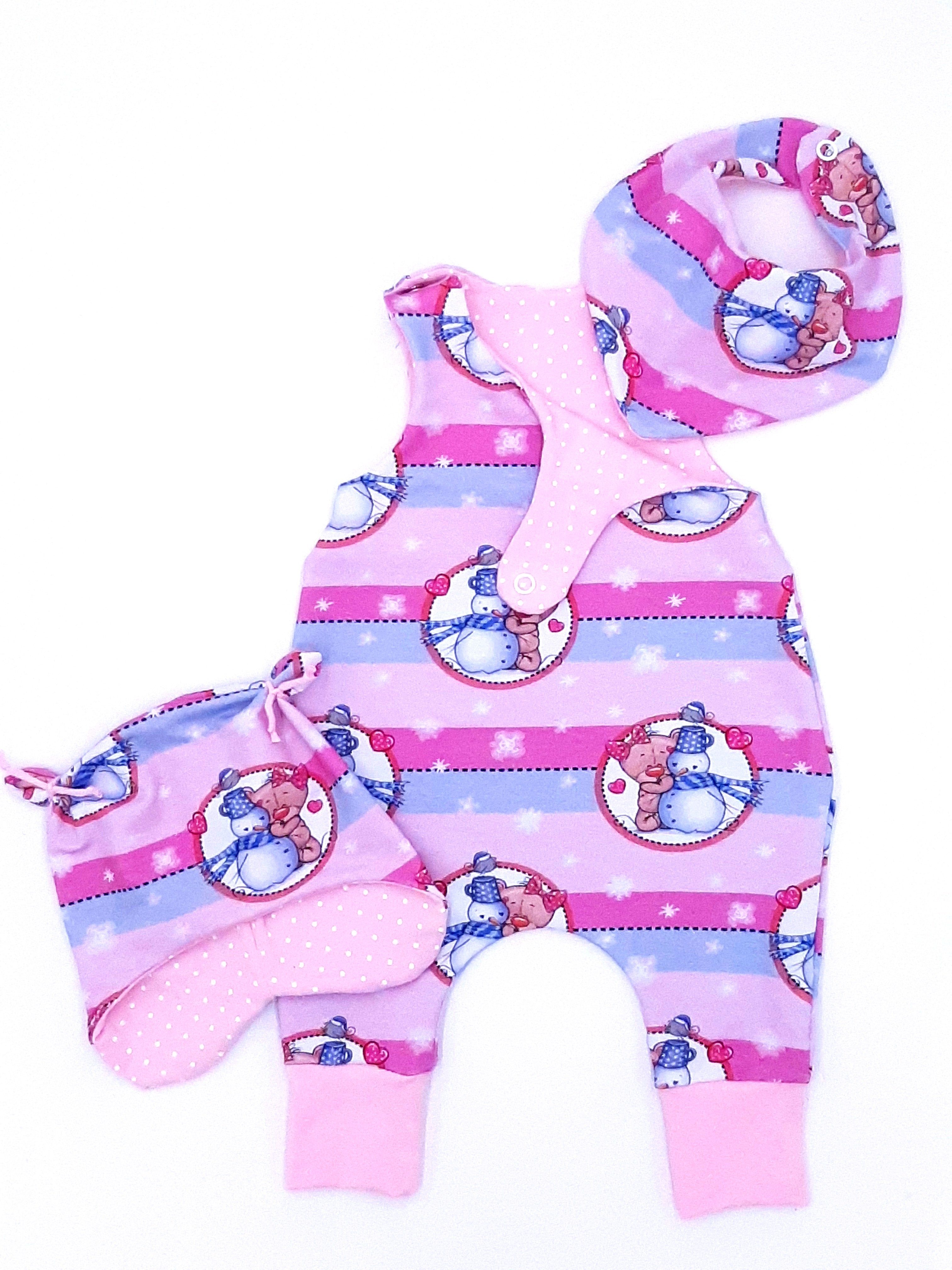Land-Juwelen Strampler SCHNEEMANN ROSA 3er Set