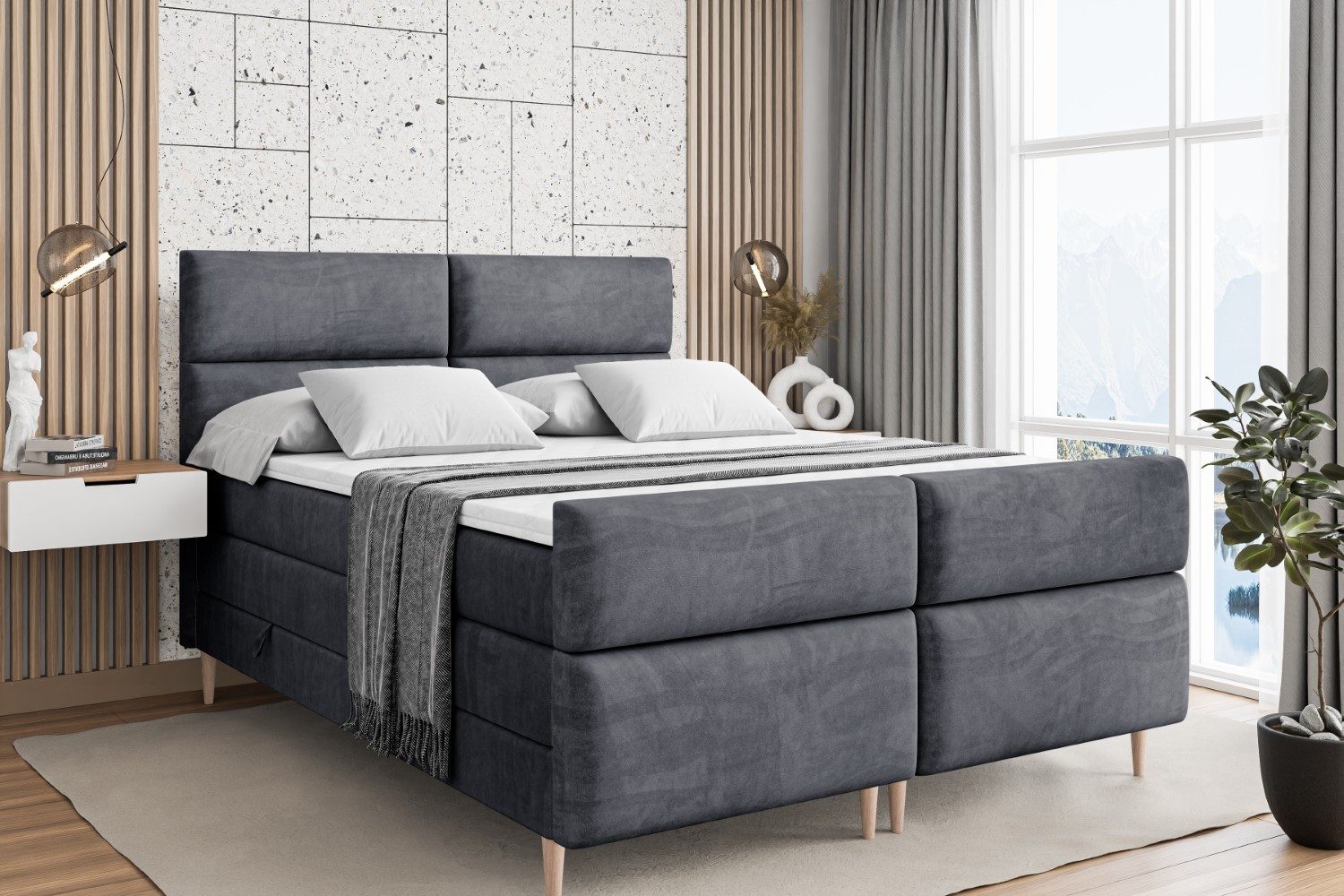 ALTDECOR Boxspringbett BOXI3-F-Z KING (Multipocket-Matratze H4, günstig online kaufen