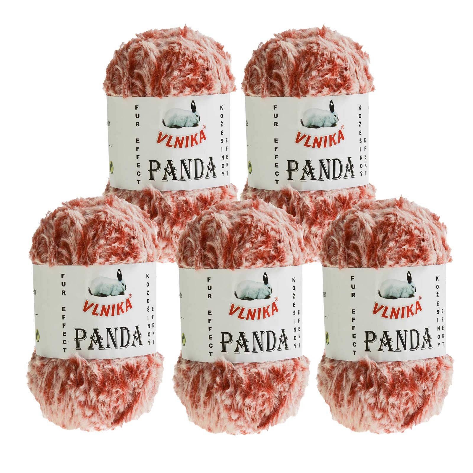 VLNIKA 500g Strickgarn Panda Häkelwolle, 66 m, 156 orangerot weiß