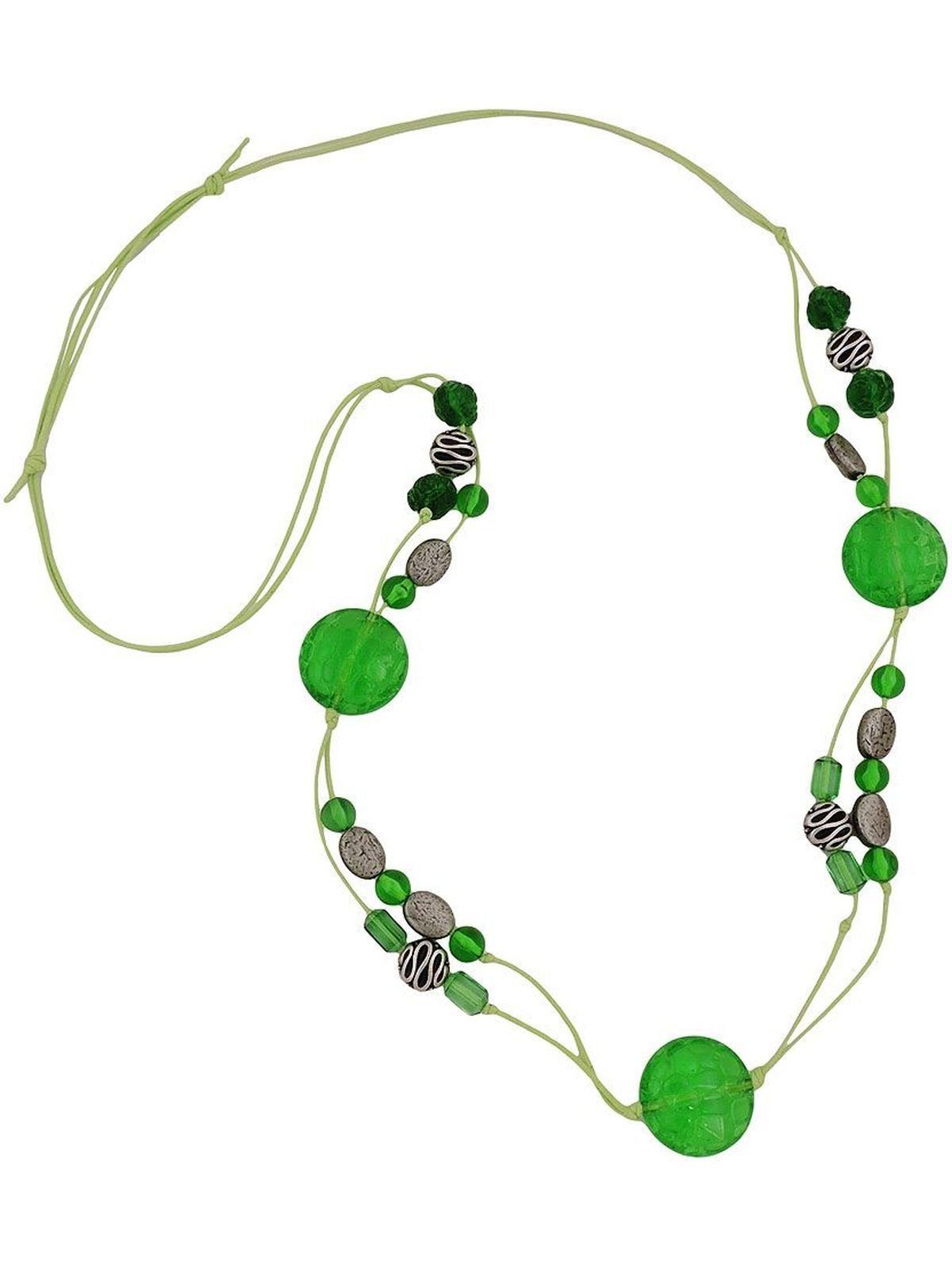 Gallay Perlenkette Kette Kroko-Perle grün-transparent (1-tlg)