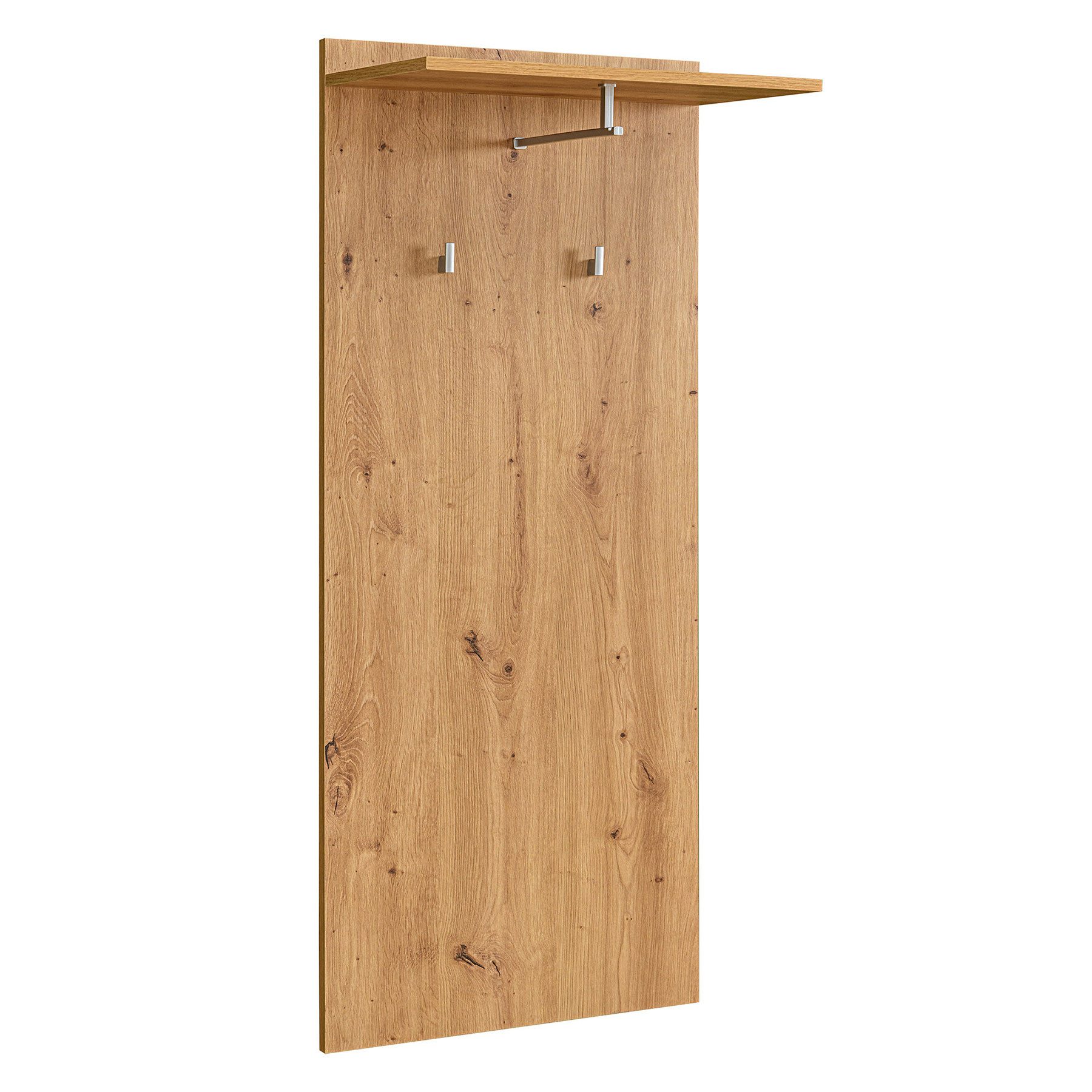 riess-ambiente Garderobenpaneel JUSTUS 140cm natur · Garderobenpaneel in Eichen-Optik mit Stauraum (Einzelartikel, 1 St), Flur · 2 Kleiderhaken · Kleiderstange · Regalbrett · Eingangsbereich