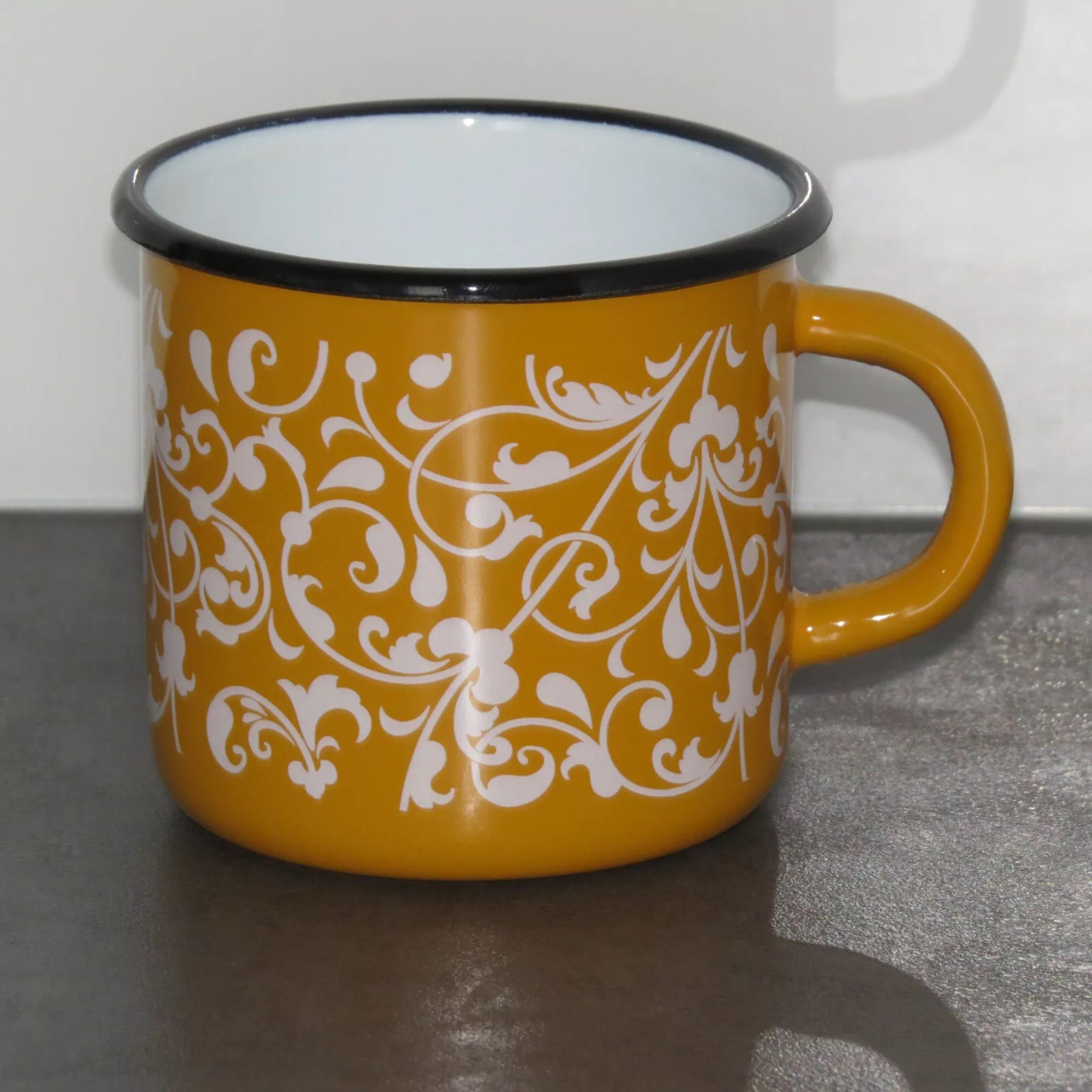 Holzprodukte Becher Email Emaile Emaille Kaffeebecher Teetasse Becher Tasse Kaffee Tee, 350 ml