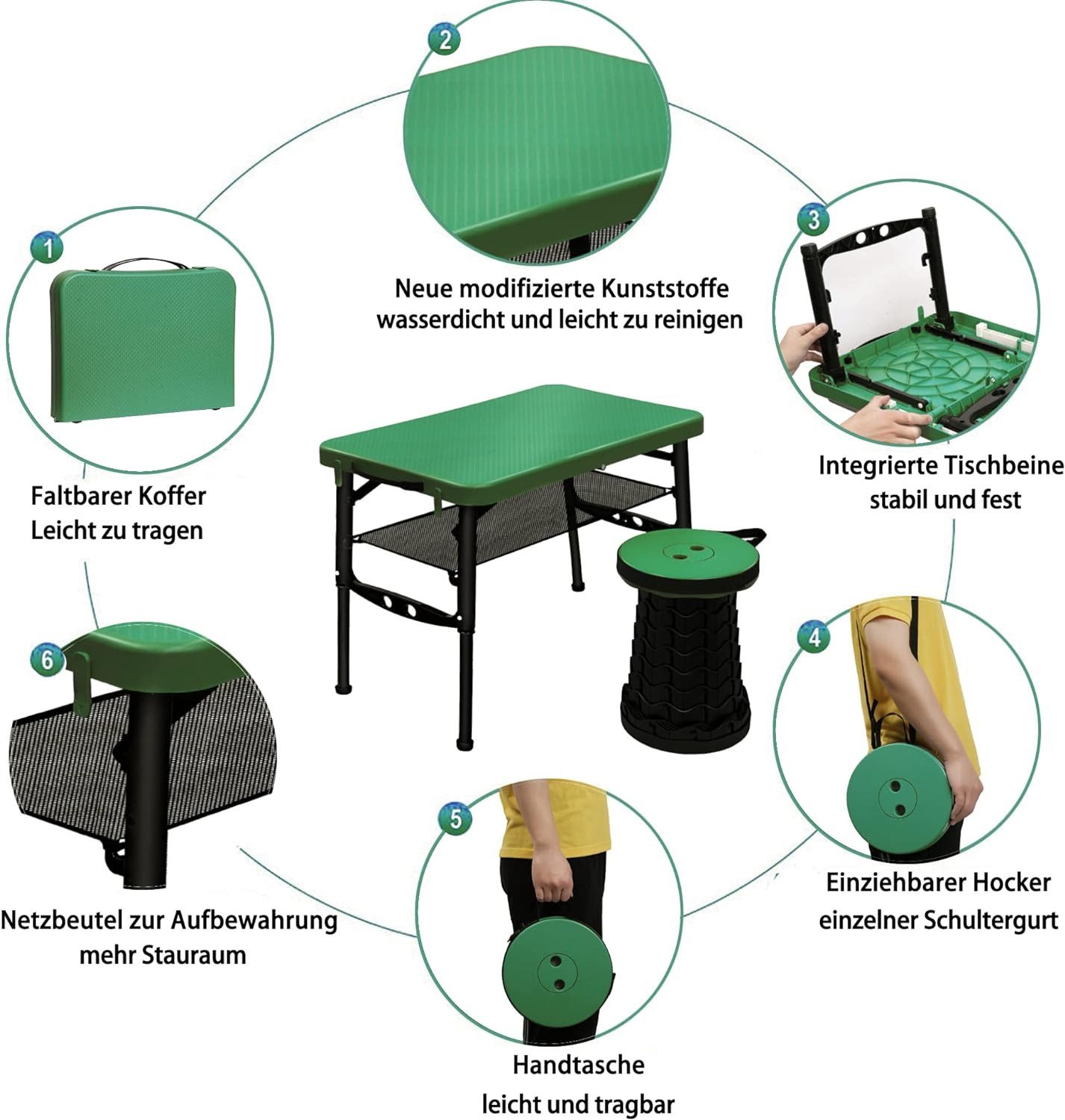SURFOU Tabletttisch Klapptisch Balkontisch Klapphocker Tapeziertisch günstig online kaufen