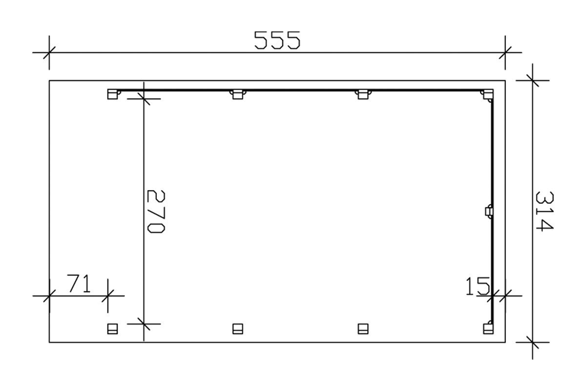 Einzelcarport 1, Skanholz 210 (Set), Rückwänden cm Friesland BxT: mit Einfahrtshöhe, cm, 314x555 Seiten- und